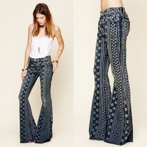 Free People Mantra printed bell bottom jeans